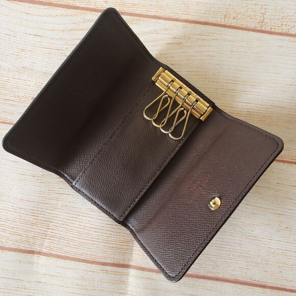 Authentic Louis Vuitton Damier Ebene 4 Key Holder Brown Unisex Designer Luxury - Picture 10 of 16